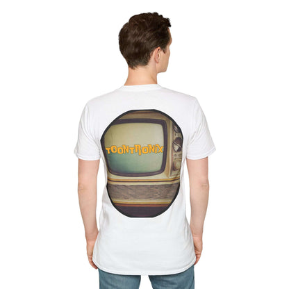 Toontronix Atomic Tv Tee with vintage TV design, casual t-shirt for retro cartoon fans.