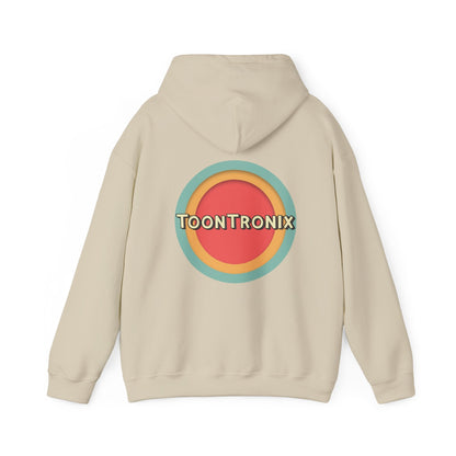 Unisex Toontronix Toons Logo Hoodie with adjustable hood and spacious pocket, perfect for cozy outings.