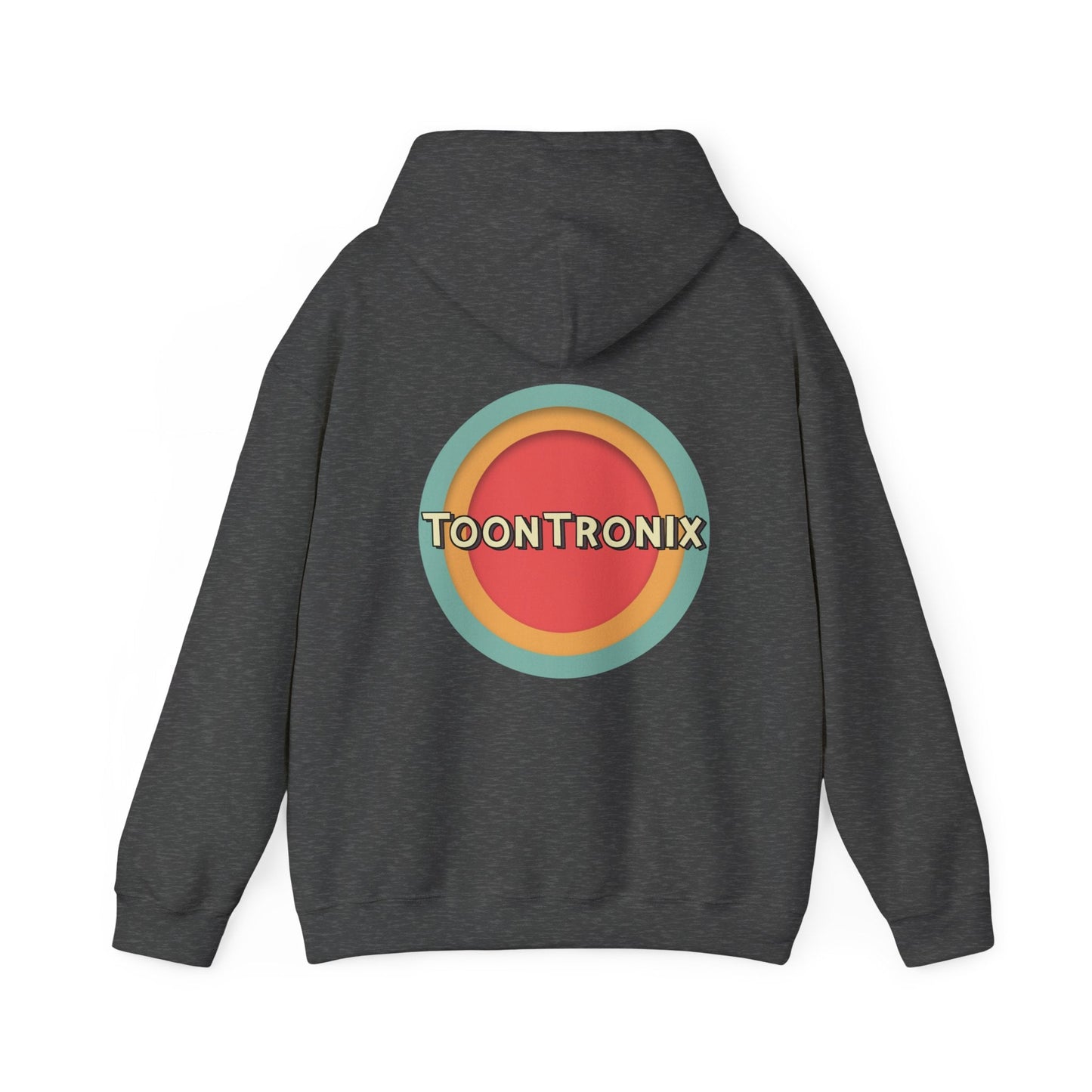 Toontronix Toons Logo Hoodie with kangaroo pocket and drawstring hood.