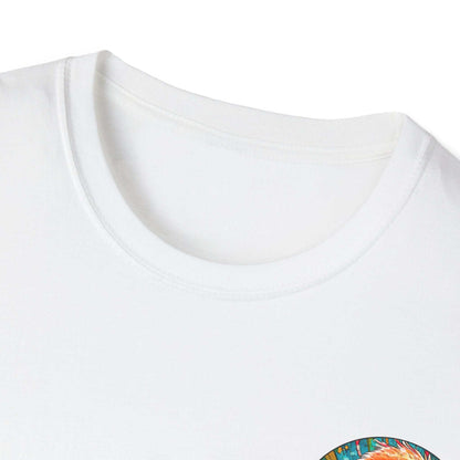 Vibrant Dr. Flamingoz unisex T-shirt with ribbed collar and colorful design, perfect for casual wear and fans of Toontronix Toons.