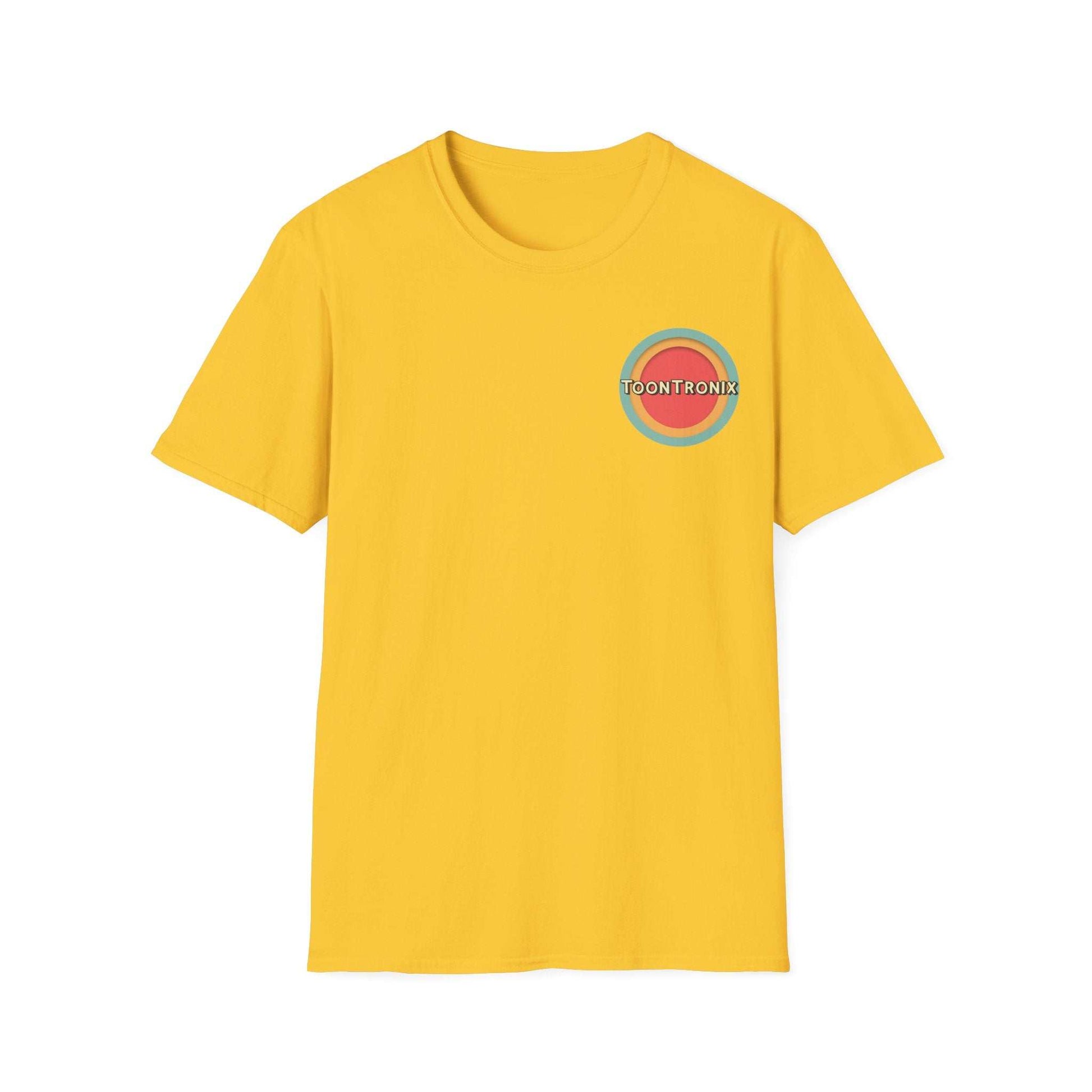 Yellow Toontronix Toons Logo Tee with ribbed collar and classic fit.
