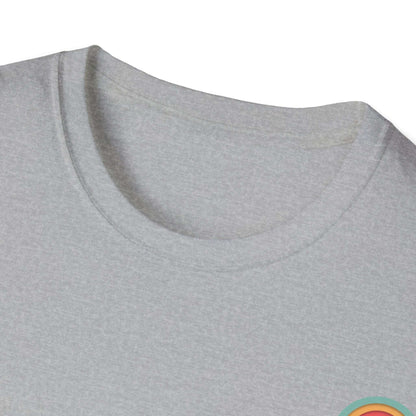 Toontronix Atomic Tv Tee with retro cartoon design on heather gray fabric.