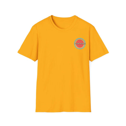 Toontronix Tv Tee Unisex Shirt in yellow with ribbed collar, featuring Toontronix logo on the chest.