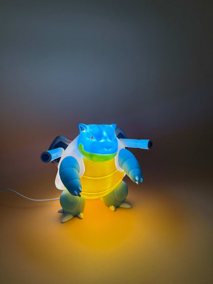 7" Blastoise Statue USB Desk Lamp with Built-in Cord, Illuminated Pokémon Light.