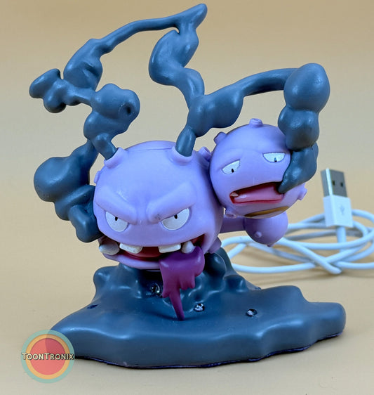 4" Koffing Pokemon statue USB desk lamp with smoky design and built-in USB cord
