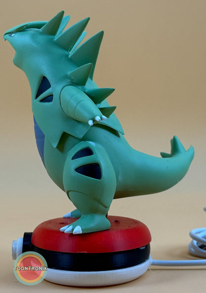 5" Tyranitar desk lamp statue with USB cord on red and black base