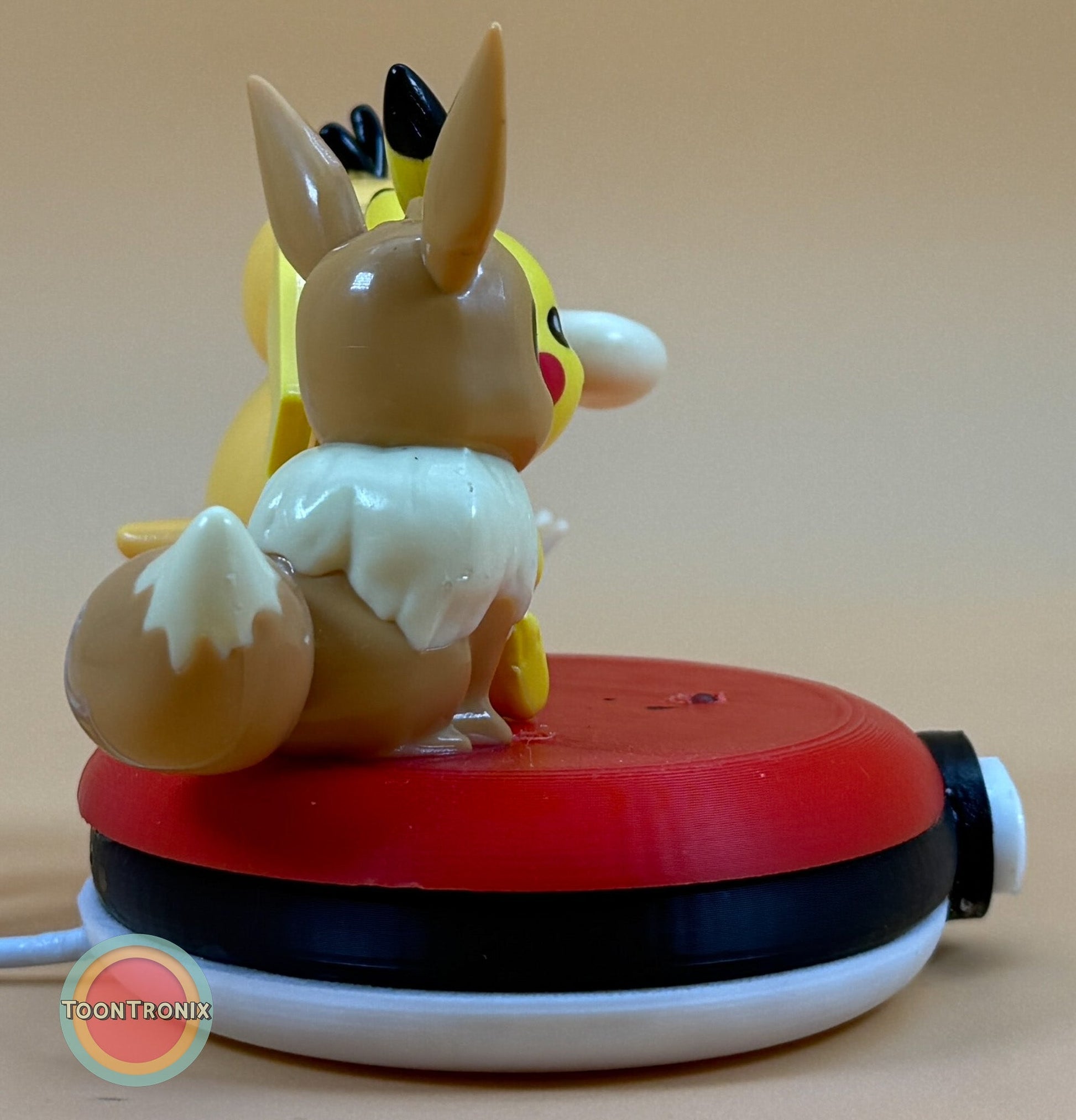 3" Eevee Pikachu Psyduck Friends Pokemon statue USB desk lamp on red and black base