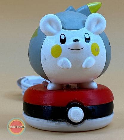 3" Togedemaru Pokemon statue USB desk lamp on Pokeball base with built-in USB cord