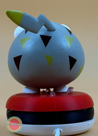 3" Togedemaru Pokemon statue desk lamp with built-in USB cord and colorful triangular patterns on a red and black base