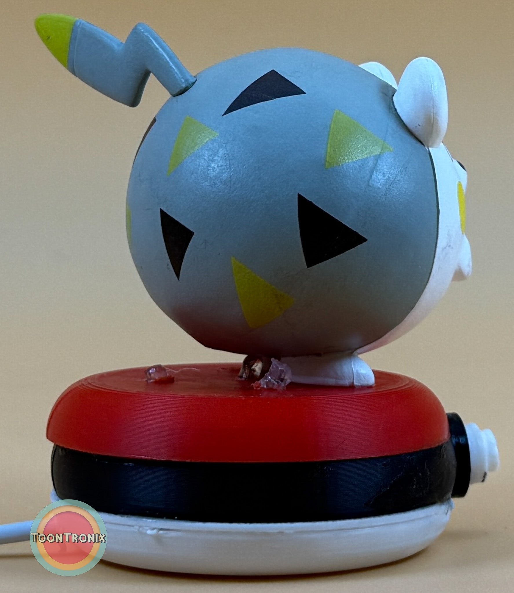 3" Togedemaru Pokemon statue USB desk lamp with colorful geometric patterns and red and black base