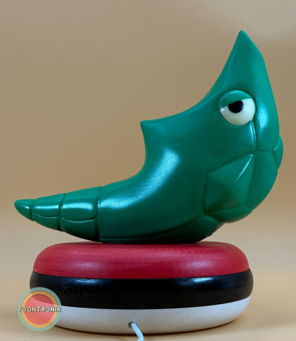 8" Metapod Pokemon statue USB desk lamp with wood-like finish and built-in USB cord on round base