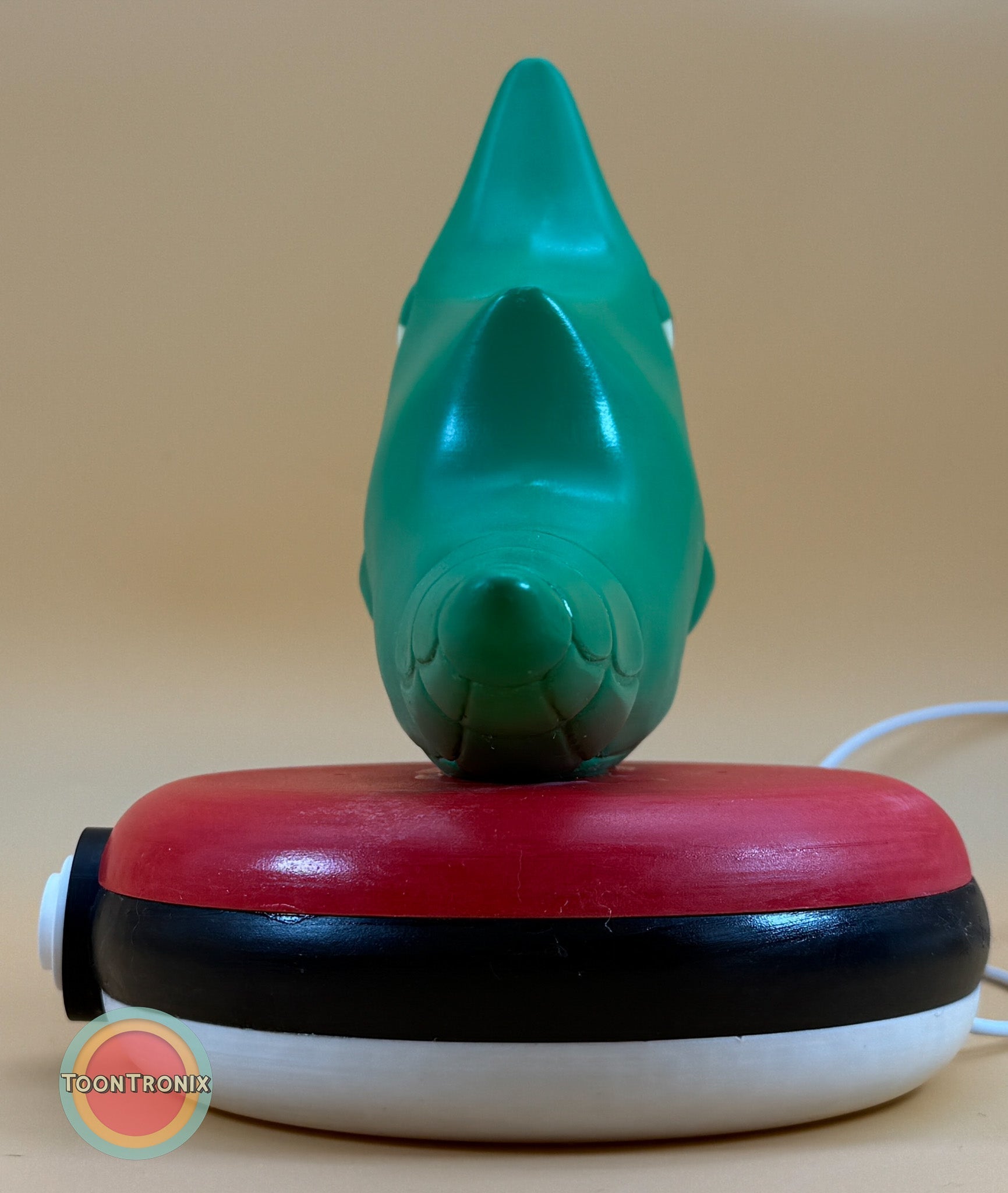 8" Metapod Pokemon Statue USB Desk Lamp with woodified base resembling a Pokeball