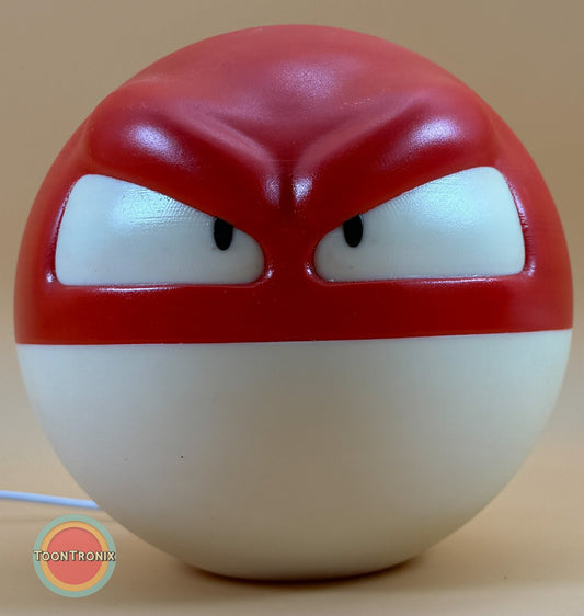 6" Voltorb Pokemon statue USB desk lamp with wood-like finish and built-in USB cord