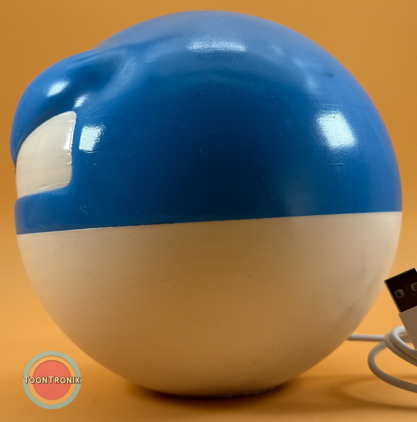 6" Shiny Voltorb Pokemon statue USB desk lamp with wood-like finish and built-in USB cord