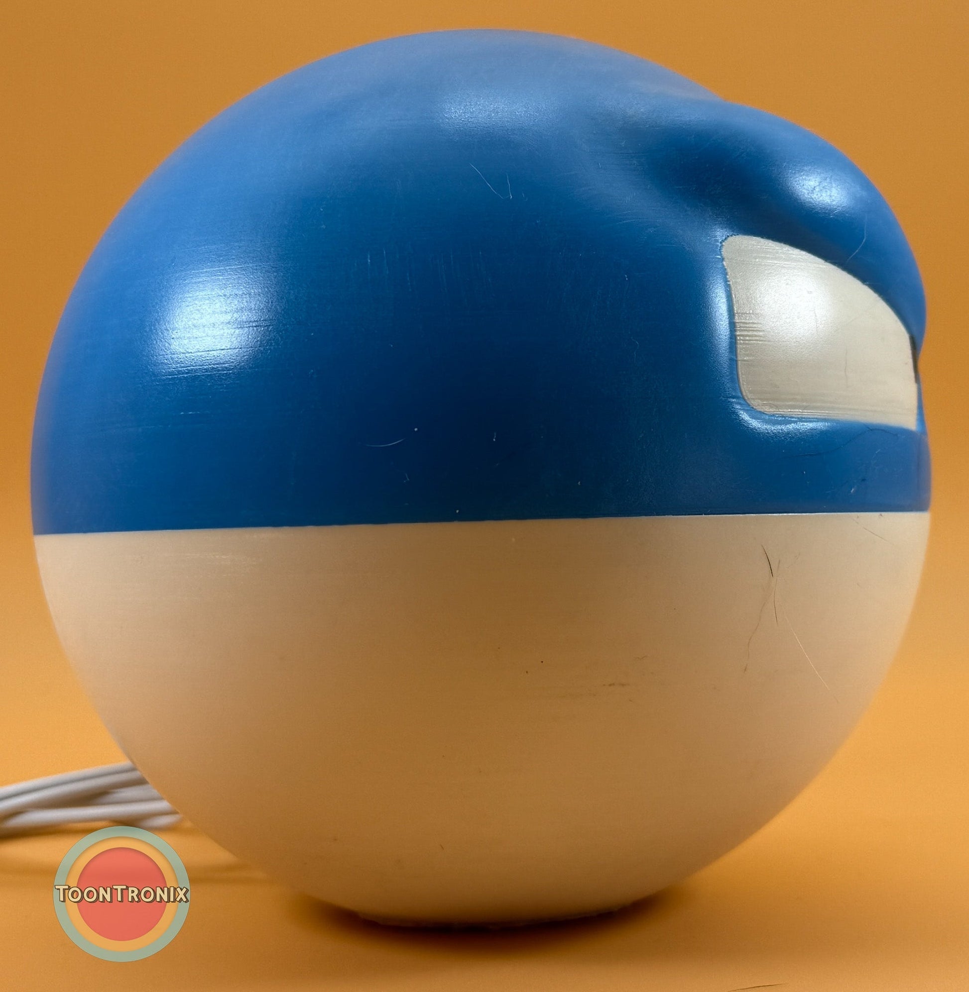 6-inch shiny Voltorb Pokemon statue USB desk lamp with wood-like finish and built-in USB cord