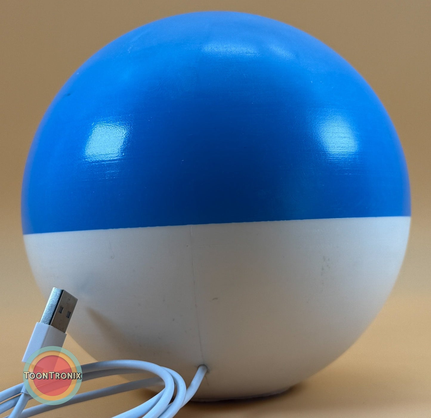 6" Shiny Voltorb USB desk lamp with wood finish and built-in USB cord