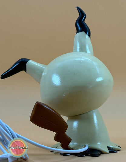6" Mimikyu Pokemon statue desk lamp with USB cord and wood-like finish