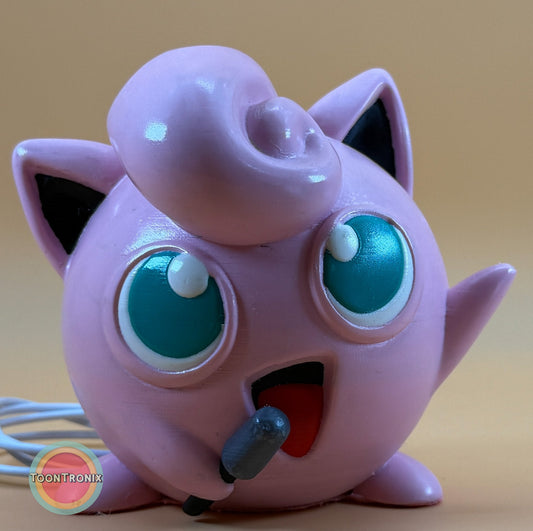 4.6" Jigglypuff desk lamp statue with USB cord and wood-like finish