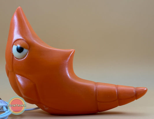 6" shiny Metapod Pokemon statue USB desk lamp with wood-like finish and built-in USB cord