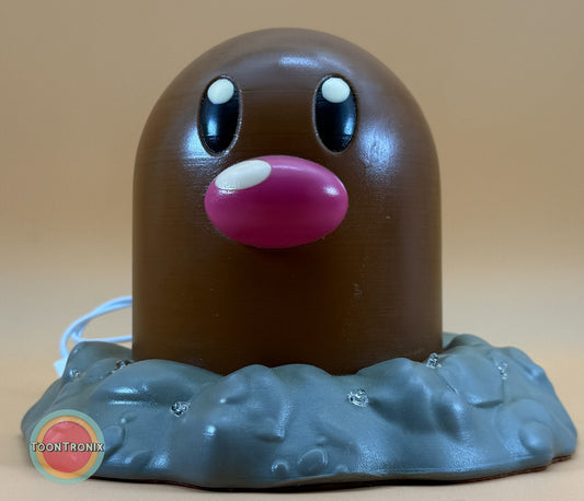 6" tall Diglett Pokemon statue desk lamp with USB cord and wood-like finish