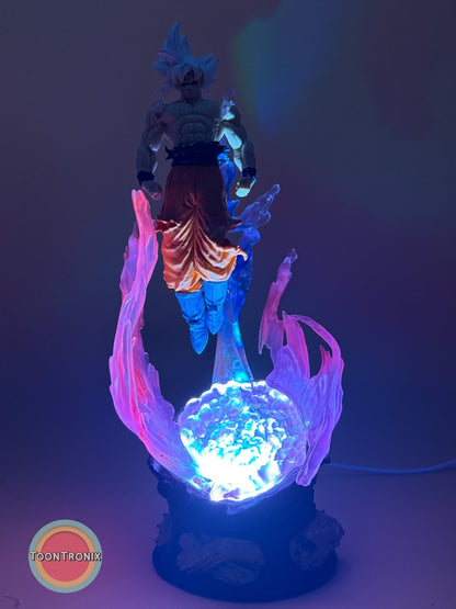 9" Dragonball Z Goku statue desk lamp with USB cord and colorful LED light effects