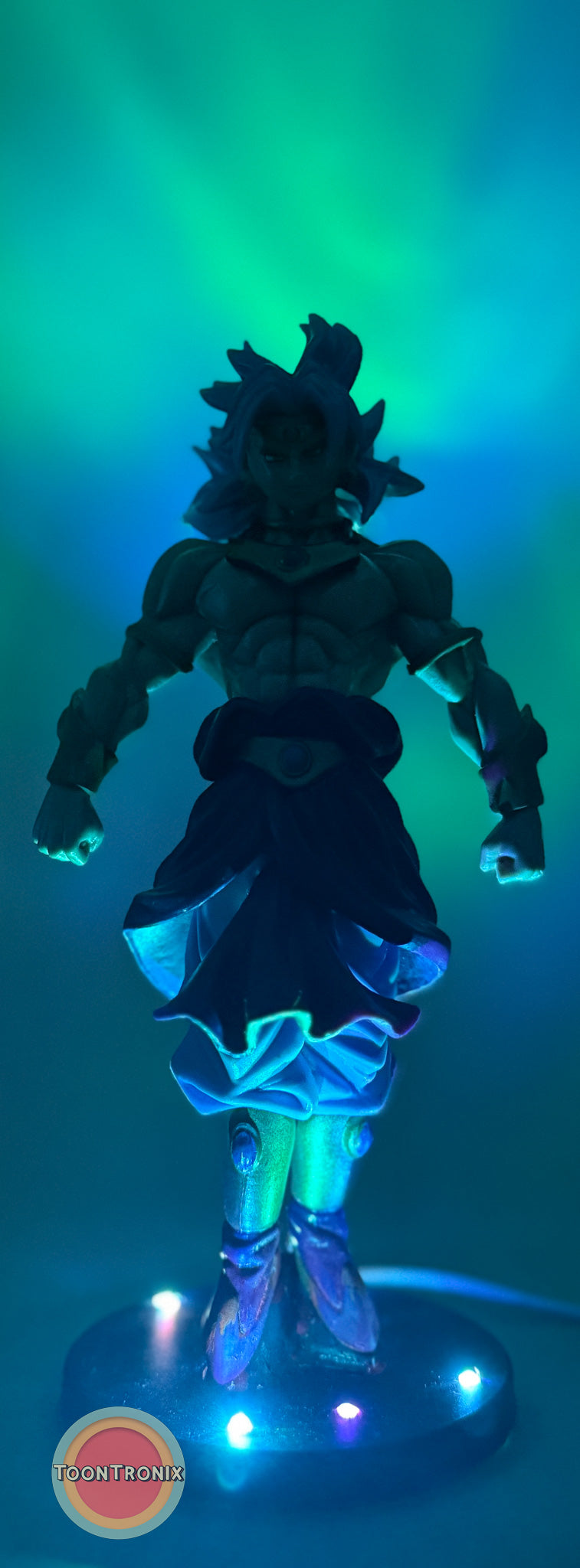 7" Dragonball Z Broly statue USB desk lamp with blue and green ambient lighting