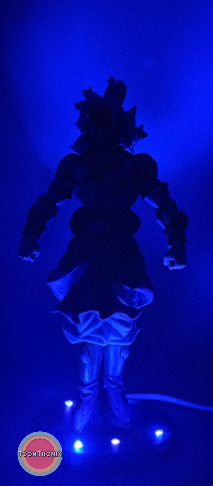 7" Dragonball Z Broly statue USB desk lamp illuminated in blue light