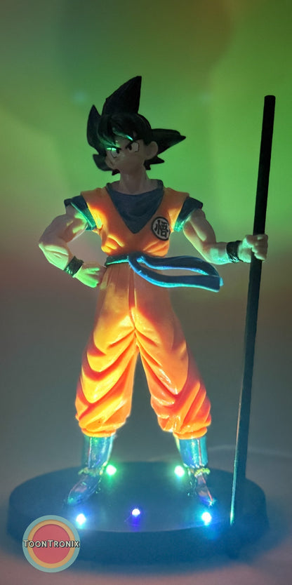 8" Dragonball Z Goku statue desk lamp with USB cord and colorful LED lighting