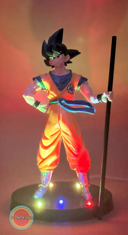 8" Dragonball Z Goku statue USB desk lamp with multicolor LED base lights