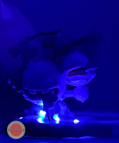 4" Koffing Pokemon statue USB desk lamp glowing blue light