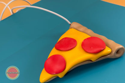 6 or 9 inch pizza-shaped desk lamp with vibrant retro cartoon design and built-in USB power cord