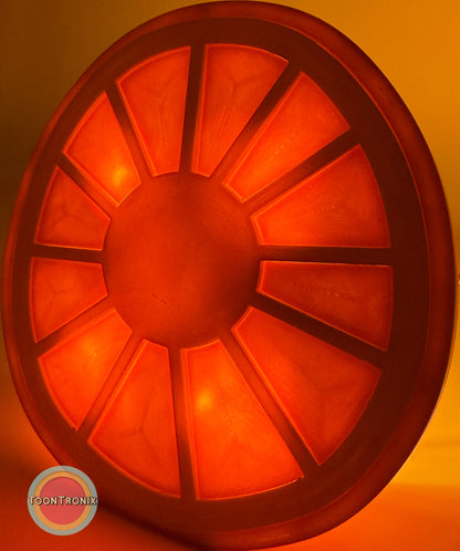 6-inch glowing orange retro desk lamp with segmented design and built-in USB power cord