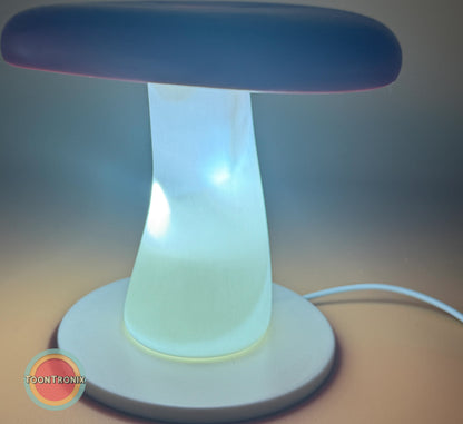 6" or 9" mushroom desk lamp with retro cartoon design and built-in USB cord