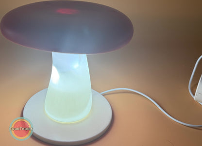 6" or 9" Mushroom Desk Lamp with retro cartoon style and built-in USB cord on a desk