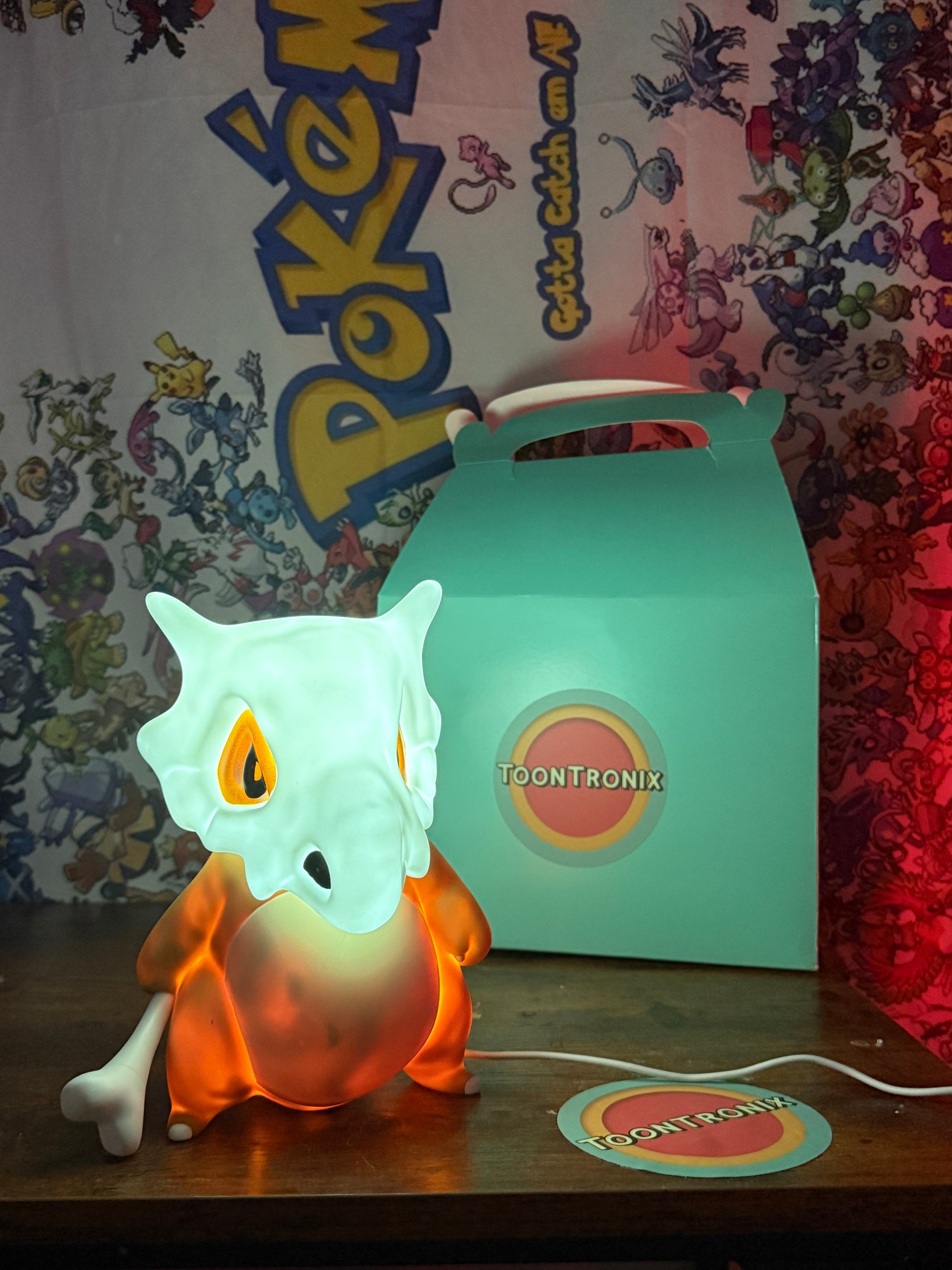 8" Cubone Statue USB desk lamp LED light with glowing effect and Toontronix packaging