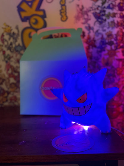 7" Gengar Statue Pokemon USB Desk Lamp with blue LED light and built-in USB cord