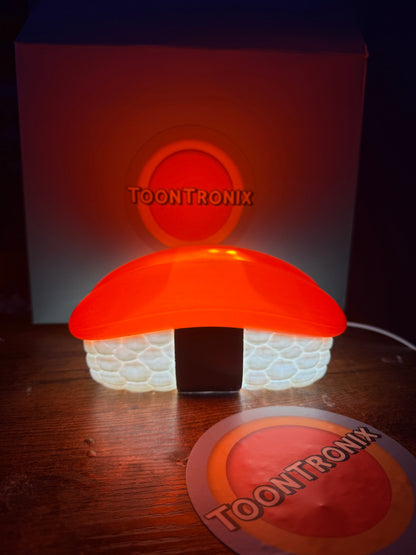 6 or 9 inch sushi desk lamp with LED light and USB power, cartoon style decor, emitting warm orange glow