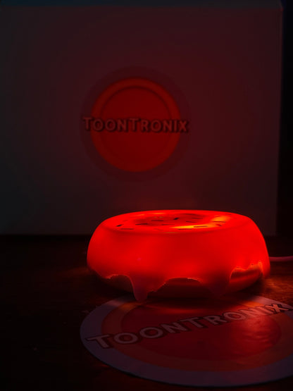 6" or 9" flat donut USB desk lamp with glowing red LED cartoon design