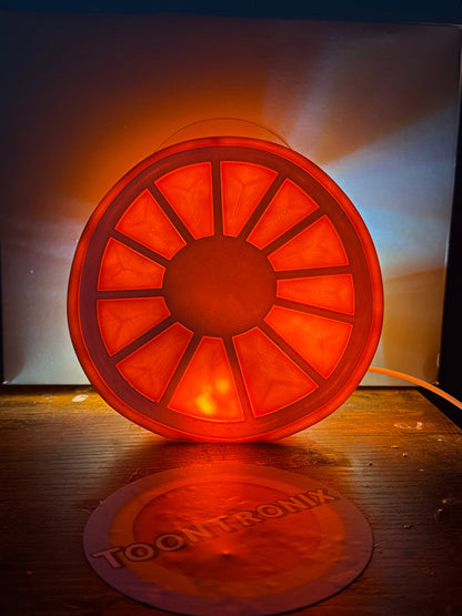 Orange desk food lamp shaped like a glowing orange slice with LED light and USB powered cartoon decor